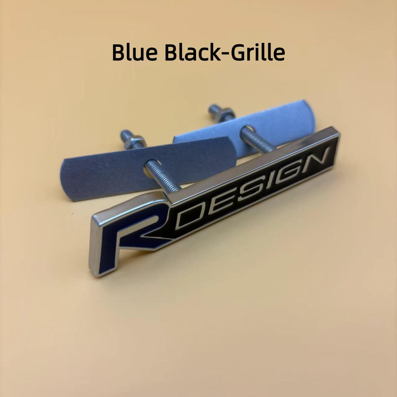 

1 комплект Металлическая эмблема в стиле R DESIGN, Значок для украшения решетки радиатора автомобиля для аксессуаров V-o-l-vo Blue Black-Grille