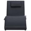 Chaise Longue Massaggiante con Cuscini in Ecopelle Nera