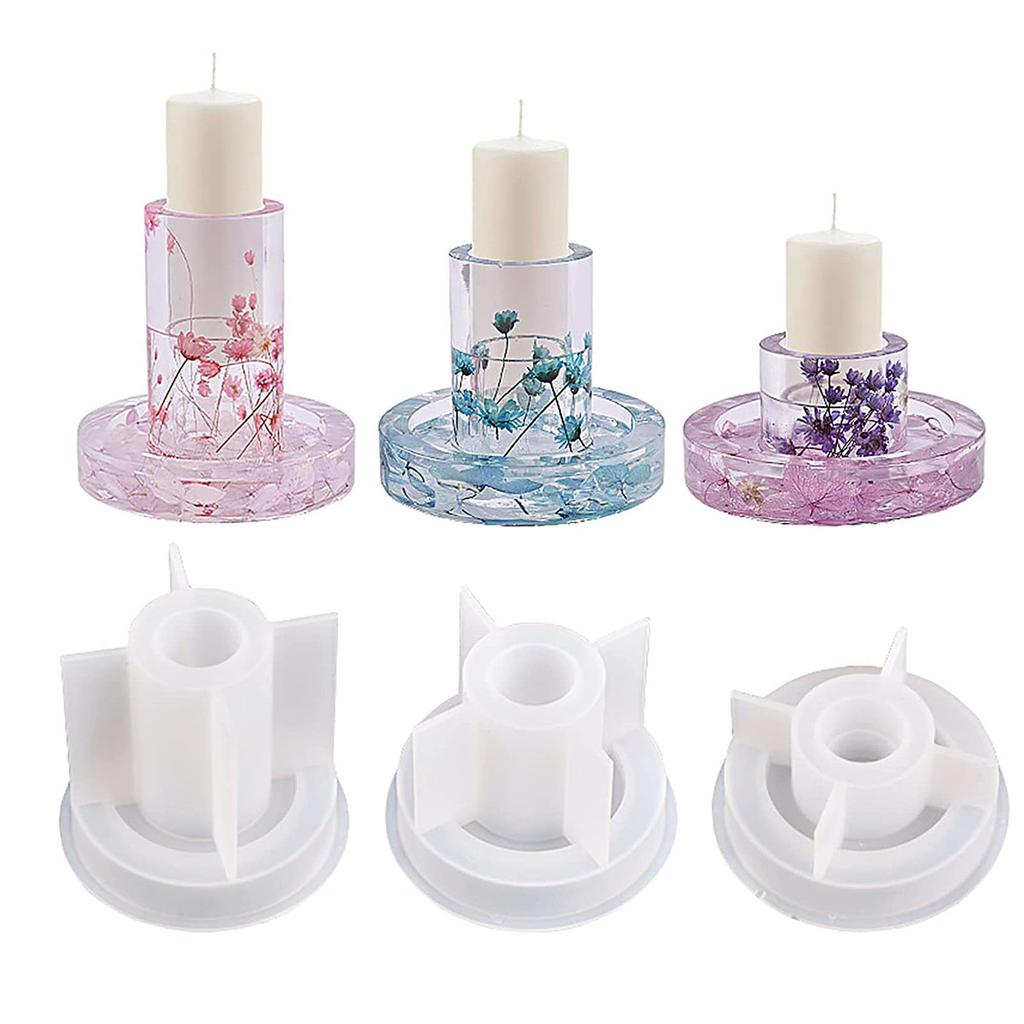 3pcs 3D Silicone Candle Holder Mold Round Stable Base Easy Demold DIY Candle Holder Making Mold