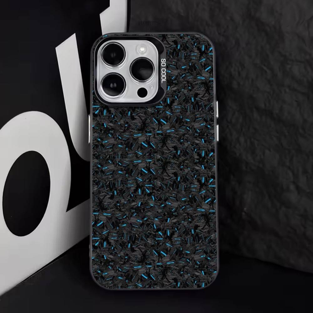 Carbon Fiber Pattern Phone Case For iPhone 17,16,15,14,13,12,11 Plus,Pro Max,XS,Colorful Silver Black Cover