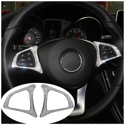 Araba Direksiyon Simidi Düğme Çerçeve Kapak Etiketi Mercedes Benz C Sınıfı GLA GLC CLA Sınıfı W205 Otomobil İç Aksesuarları İçin Uygun