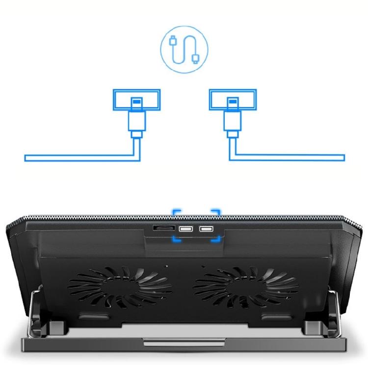 Foldable Adjustable Laptop Cooling Pad with 2 Quiet Fan For Notebook With Adjustable Heights And USB Connection