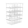 Clear Storage Box Stackable Large Capacity 4 Compartments Countertop Food Snack Seasoning Divider Refrigerator Organizer Kitchen Supplies