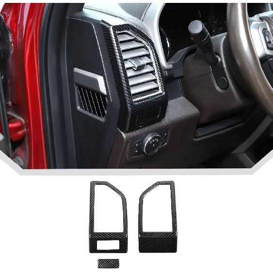 2pcs/set Dashboard Air Conditioning Vent Cover Trim for Ford F150 2015 2016 2017 2018 2019 2020 Interior Accessories (Carbon Fiber)