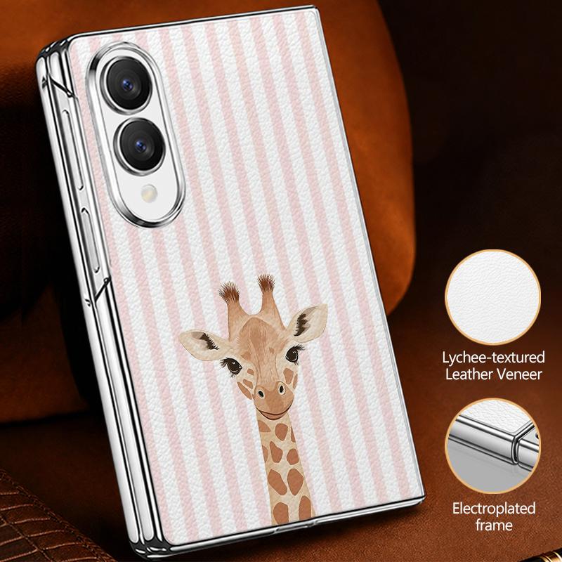 Coconut Stripe Pattern Case For Samsung Z Fold 8 Ultra 7 6 5 4 Luxury Plating Leather Skin Phone Cover For Galaxy Z Fold8 Fold7 Fold6 Fold5