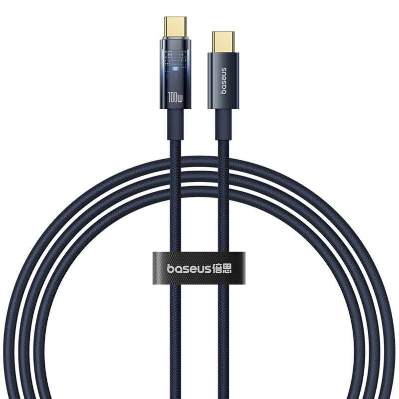 

BASEUS Explorer Type-C to Type-C Nylon Braided Wire PD 100W Fast Charging Cable,2m Dark Blue