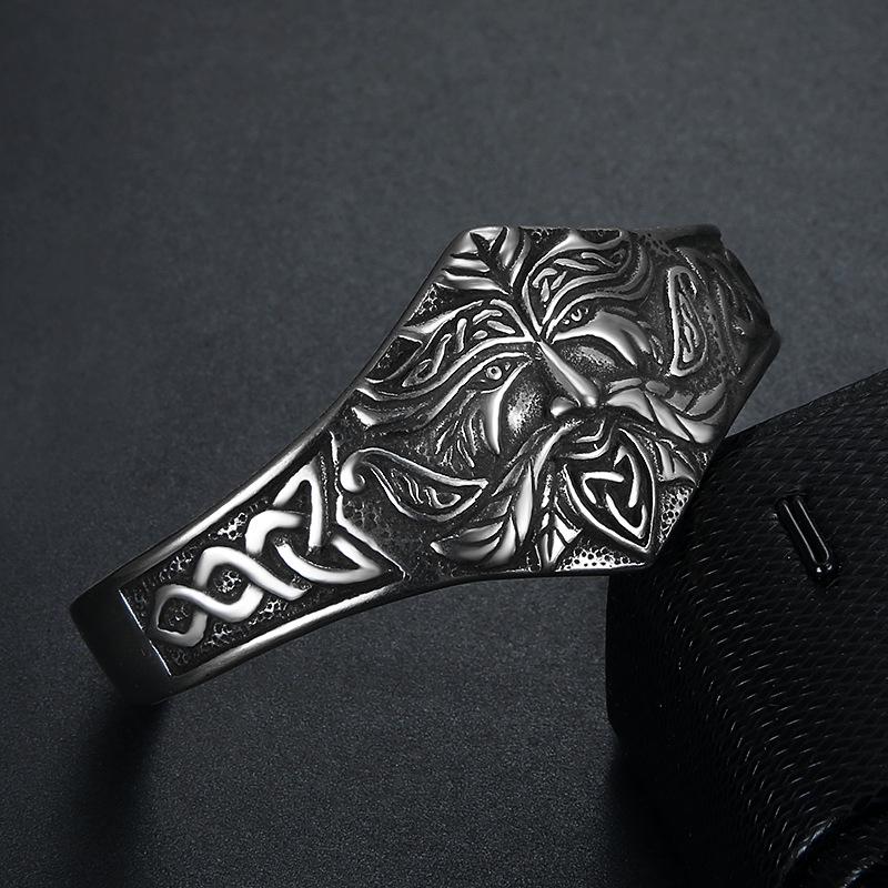 Stainless Steel Viking Runes Celtic Bracelet with Knot Pattern - Retro and Trendy Ornament