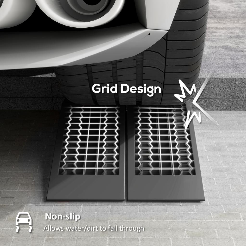 2 Pcs Car Ramps 3 Ton Low Entrance Plastic Curb Ramps With Anti Slip Surface Car Lift For Garage Workshop Cars Suvs Small Vans