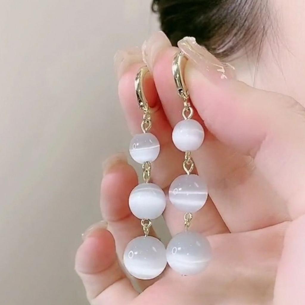 925 Silver Needle Geometric Pearl Earrings For Women Fashion Earrings Flowing Tassel Earrings Elegant Jewelry