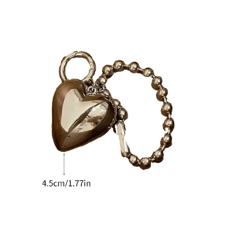 Heart Keychain Heart Bag Pendant Alloy Material Beads Chain Keyrings Keys Holder