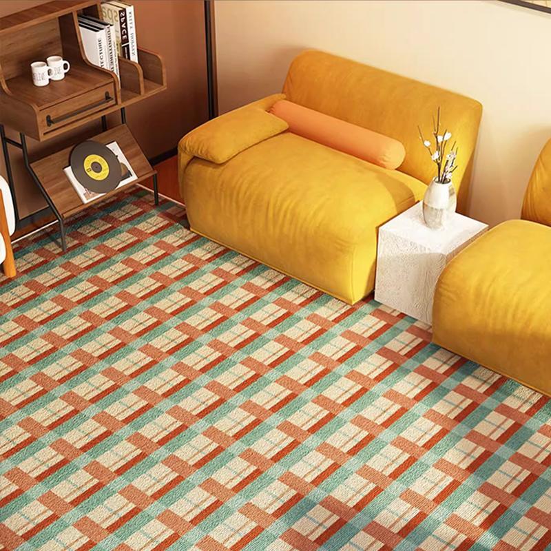 Plaid Retro Carpet Living Room Large Area Study Bedroom Bedside Soft Floor Mat Room Leisure Area Coffee Table Rug Tapis