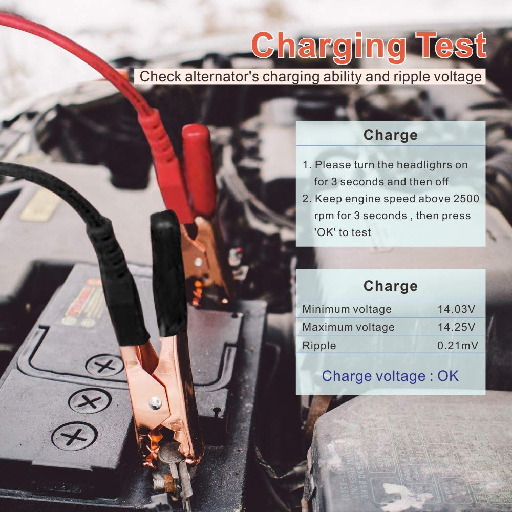 12V Car Battery Tester, 100-2000CCA Fast Accurate 12V Battery Load Tester, Digital Battery Analyzer for Car Truck Motorcycle ATV SUV Boat Yacht