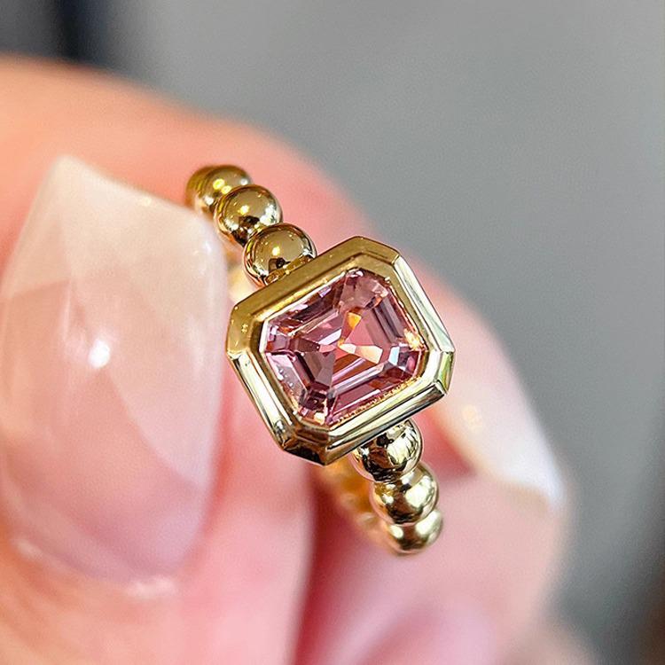 Red Elk S925 Sterling Silver Pink Bubble Ring for Women - Fresh, Simple, and Versatile Jewelry for a Sweet Temperament