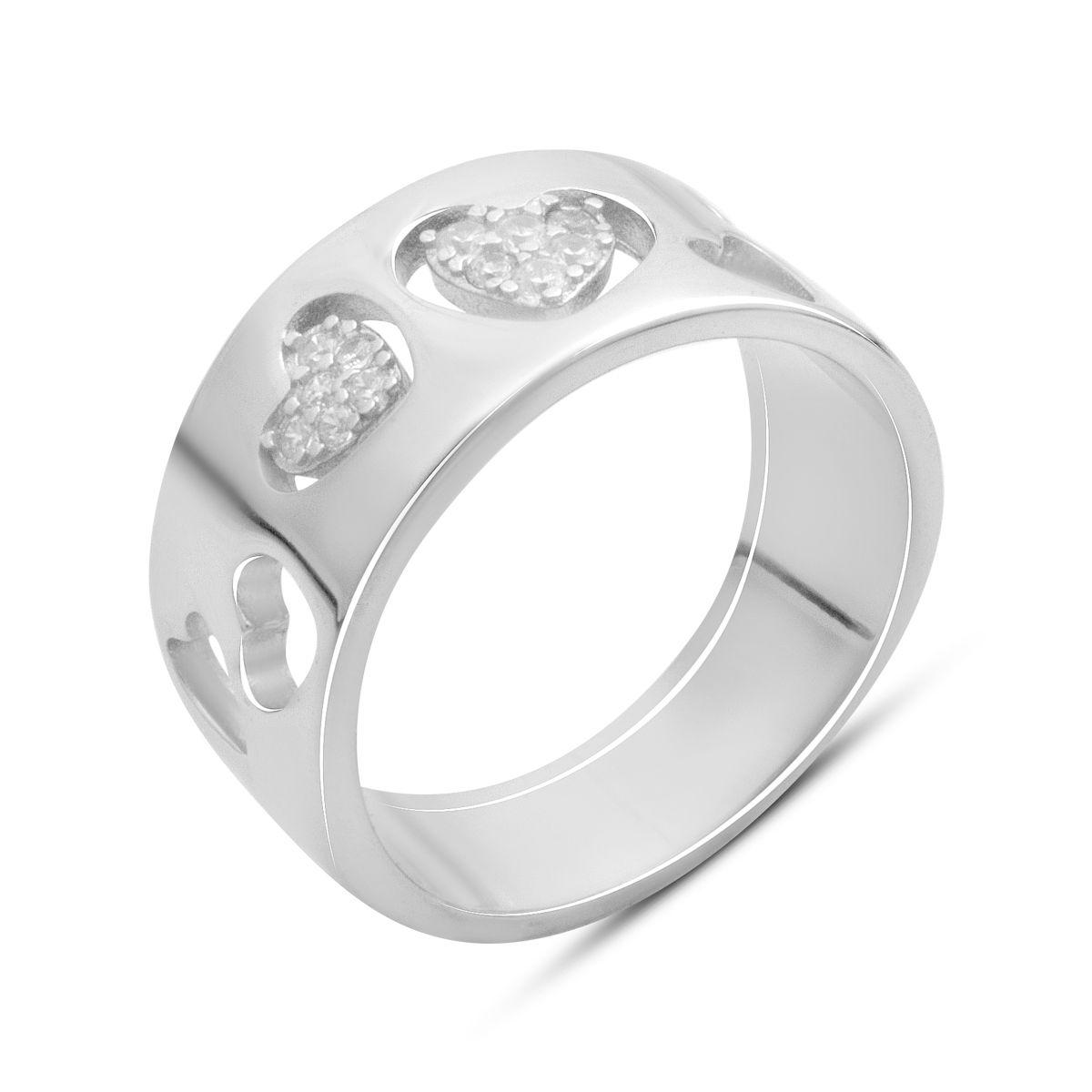 

Серебряное кольцо с фианитами, вес изделия 6,3 гр (2181231) 19 білий
