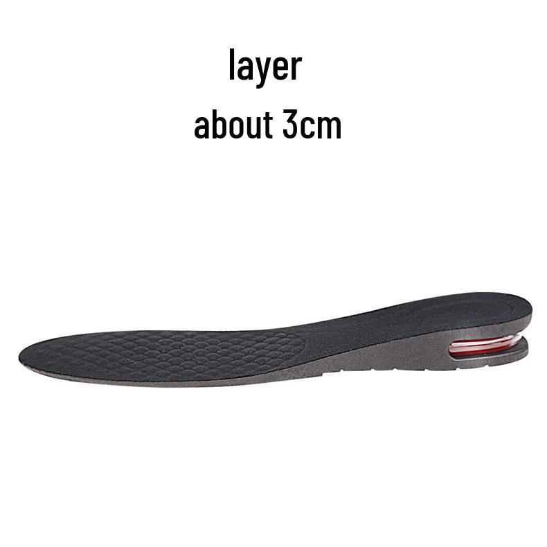 Adjustable Invisible Height Increasing Insole with PU Shock Absorbing Air Cushion for Men and Women, 3-7.5 cm.