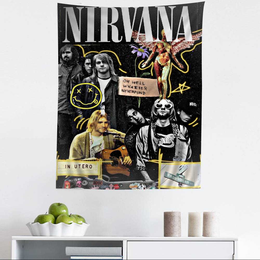 NNirvana Band Tapestry Sci Fi Print Wall Hanging Multi Size for Bedroom Dorm Living Room Home Decor Trendy Gift Idea