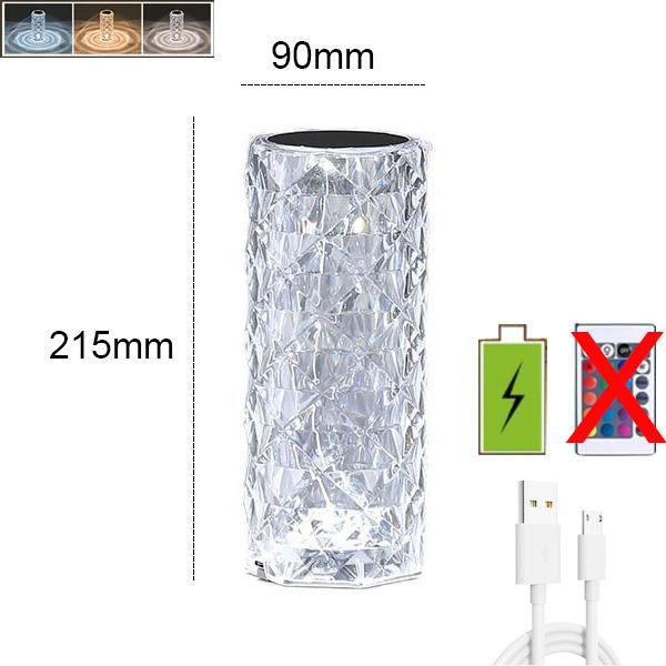 Lampada da tavolo in cristallo Lampada rosa con controllo touch, 3/16 colori che cambiano luce notturna RGB, lampada LED con alimentazione USB per camera da letto Soggiorno Decorazione cena per feste