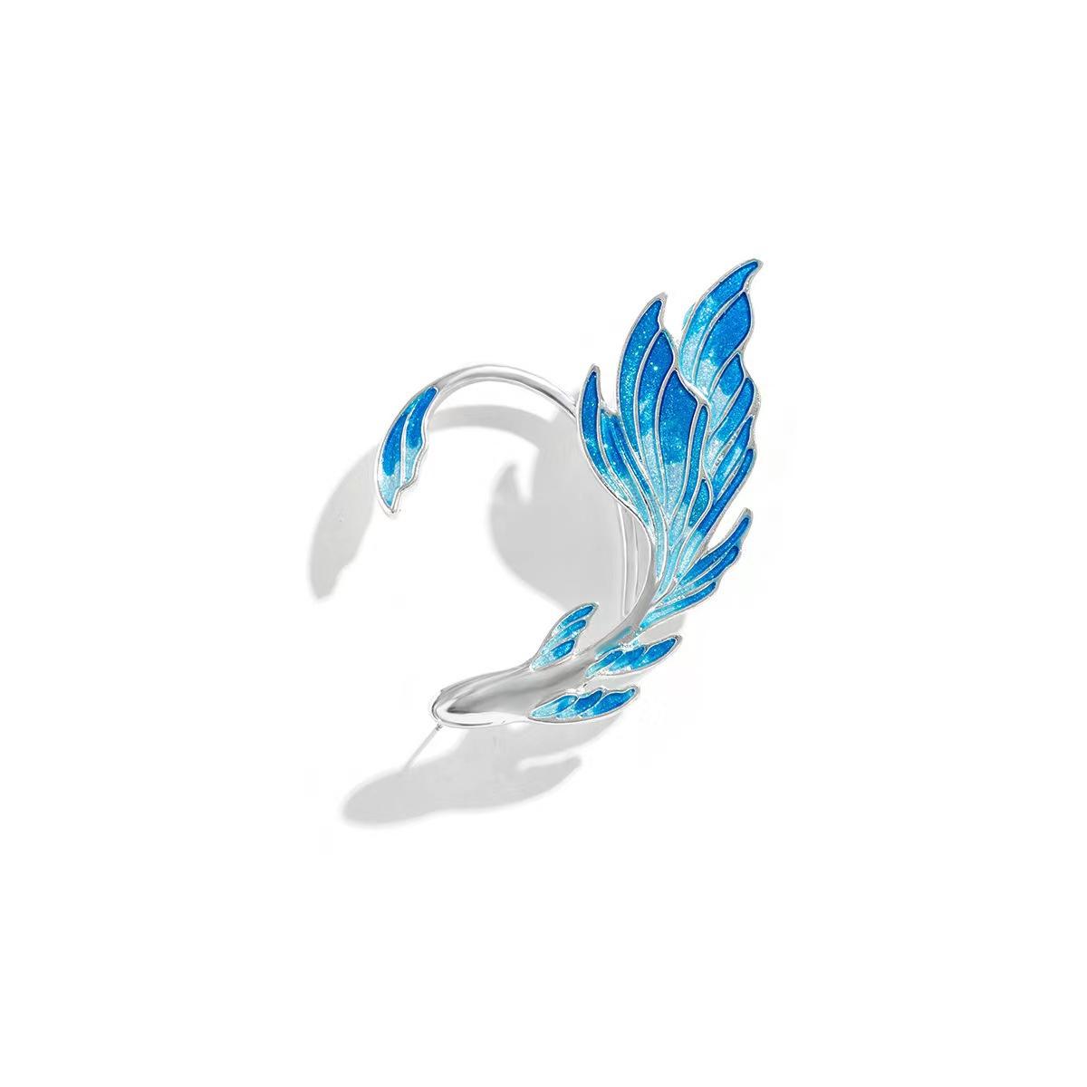 

Горячая Распродажа Крылья эльфа золотой рыбки Градиент Масляная капля Без пирсинга ушей Креативный клипса для ушной кости Эльфийские серьги