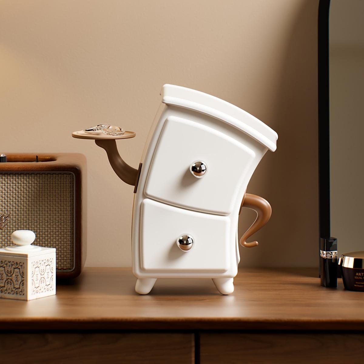 

Storage Box Desktop Creative Akimbo Shaped Jewelry Box Cosmetics Ornament Home Decor Suitable for Give Exquisite Gifts To Friend белый