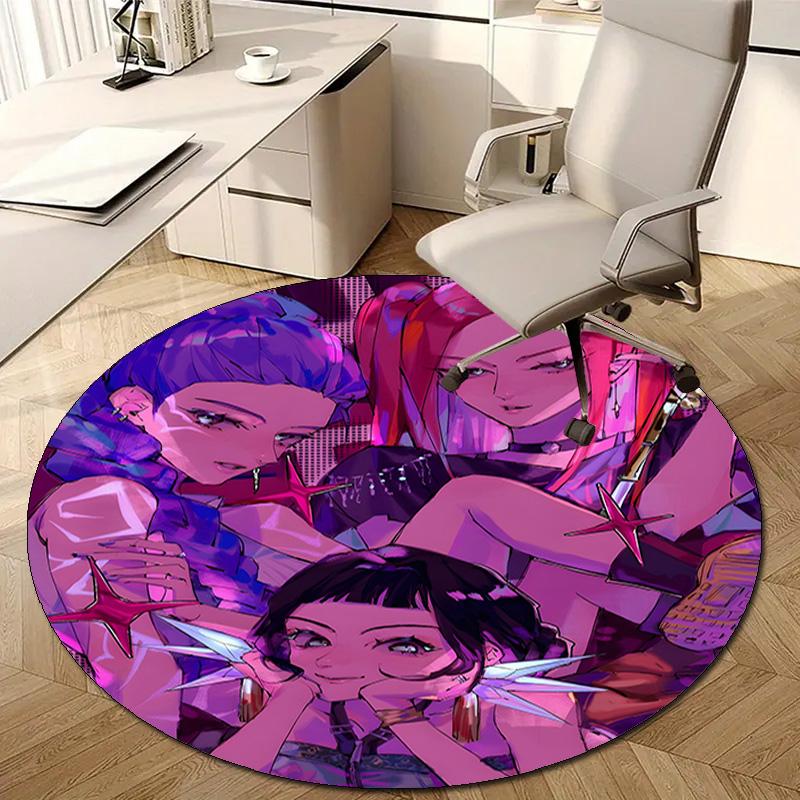 1pc KPop Demon Hunters3 Design Printed Area Round Carpet for Bedroom Living Room Home Decor Rugs Mat Non Slip Mat Rug for Bedside