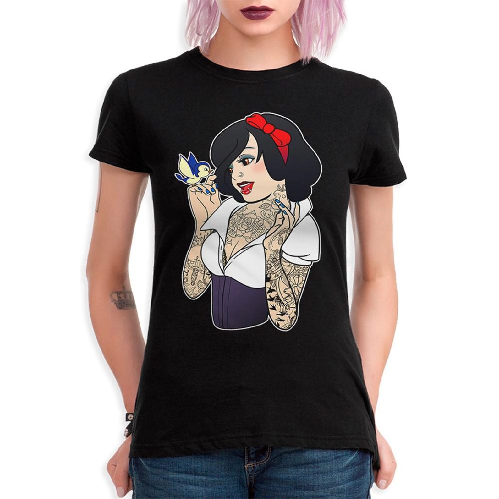 Tattooed Snow White Rock T-Shirt, Men s and Women s Sizes (DIS-504678) S