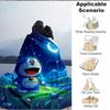 1PC Doraemon, Night Scene Blanket Lightweight Flannel Throw Blanket for Sofa, Bed, Travel, Camping, Livingroom, Office, Couch