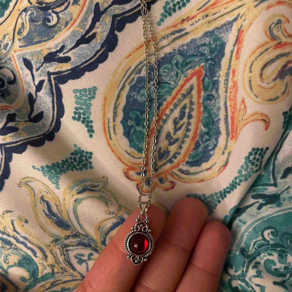 Women Bohemian Artificial Red Crystal Pendant Necklace For Party Prom Jewelry Birthday Gift
