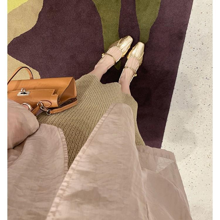 Sheepskin version~ inner height increase pleated leather silver single shoes women's ballet style platform Mary Jane ladyshoes ballet shoes