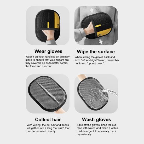 Guanto Elettrostatico Rimuovi Peli per Animali Domestici Guanti Doppia Faccia per Toelettatura Gatti Cani Guanto Rimuovi Peli Riutilizzabile per Divano Mobili Tappeto Sedile Auto