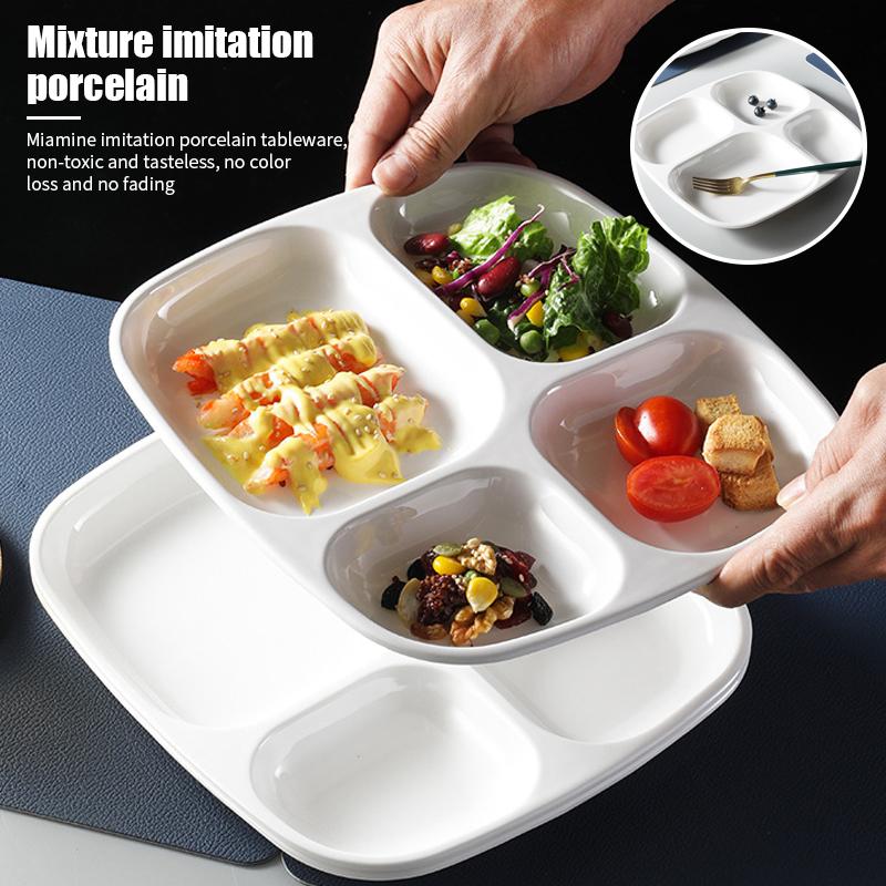 Speiseteller, unterteiltes Speisetablett, Lunchbehälter, Speiseteller für die Schulkantine, 3/4/7-teilig, Küchenfachteller