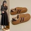 2025 Autumn New Niche Microfiber Leather Shoes Fashion Versatile Cow Velvet Flat-bottomed Sports Leisure Moral Training Shoes Women's Shoes