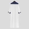 Men Mandarin Collar Long Sleeve Robe Contrast Color Buttons Half Placket Pockets Loose Fit Traditional Robe