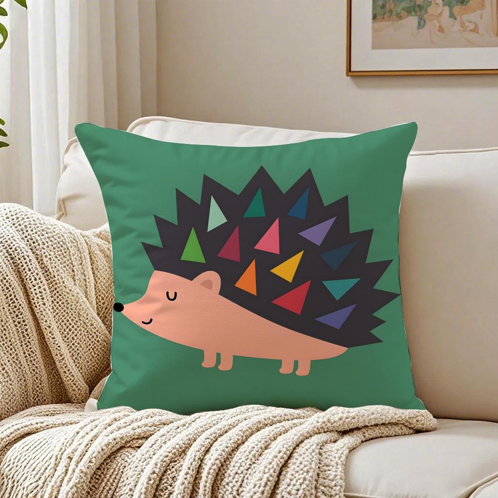 Creative Art Geometric Animal Pattern Cushion Cover Linen Pillowcase Soft for Sofa Bed Home Room Decor