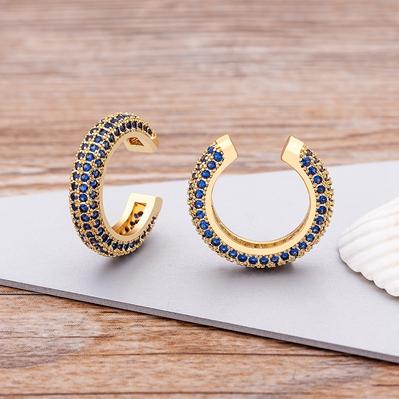 New Arrival Copper Zircon Round Ear Cuff For Women Without Piercing Earrings Jewelry Earcuff Real Gold Color Fashion Jewelry