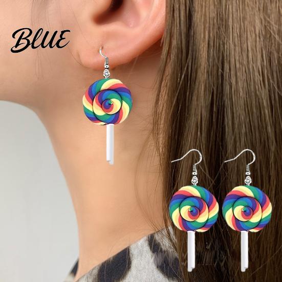 Colorful Festive Earrings 1 Pair Women Hook Rainbow Lollipop Design