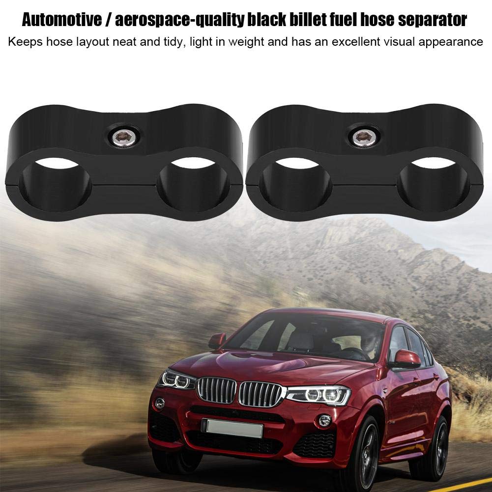 KIMISS 2pcs AN6 Braided Hose Separator Clamp Fitting Adapter Bracket Universal (Black)