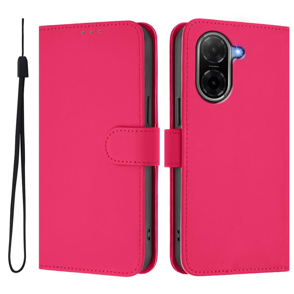 For Xiaomi Poco C71 4G/Xiaomi Redmi A5 4G (171.7*77.8*8.3mm) Case Solid Color Wallet Leather Phone Cover with Strap