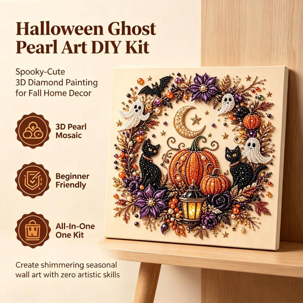 Resin Pearls Ghost Pearl Art DIY Kit Sparkling Texture Halloween Pearl Art  Seasonal Home Decor