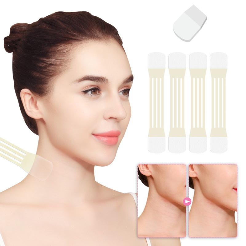 4 Pezzi Benda Sollevante Invisibile per Collo Con 20 Patch Sollevanti Adesivo Rimozione Rughe Collo Nastro Lifting Viso