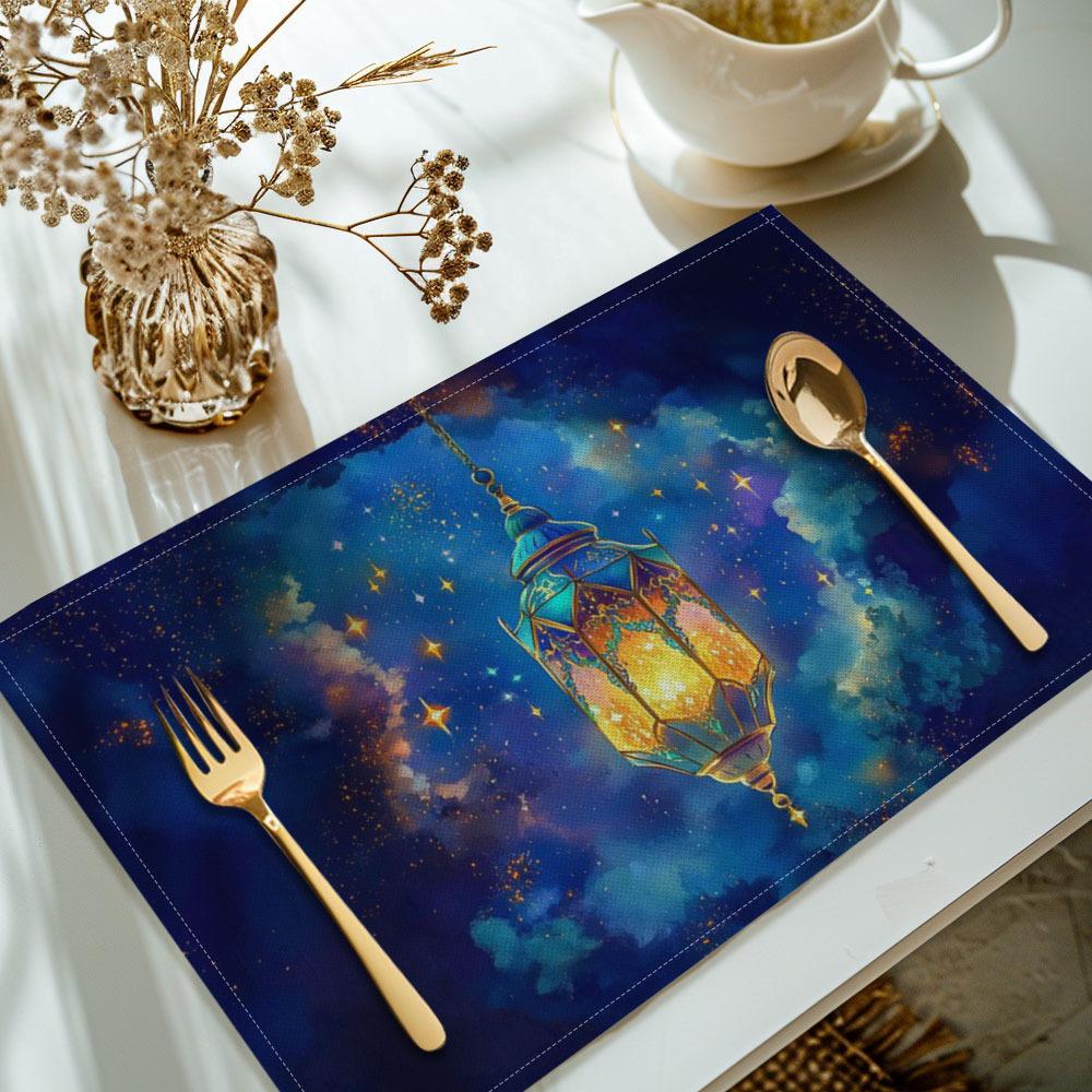 6PC Ramadan Eid Mubarak Printed Placemats Table Cover, Washable Placemats for Kitchen Dining Home Table Mat 6PC 30X45cm