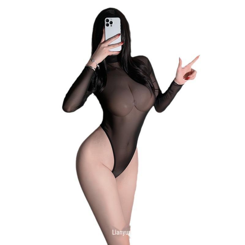 Seductive Ultra-Thin See-Through One-Piece Crotch-Open Lingerie