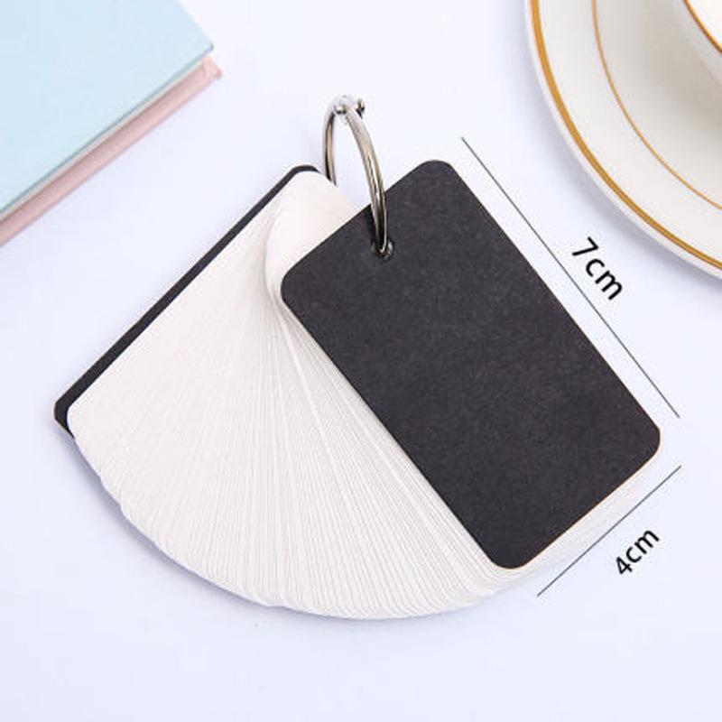 White DIY Portable Handwritten English Word Card with Iron Ring