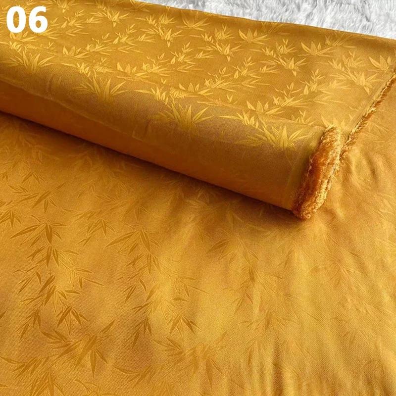 50x114cm Chinese Style Retro Luxury Mulberry Silk Fabric Bamboo Leaf Pattern FabricAncient Hanfu Costume Cheongsam Apparel