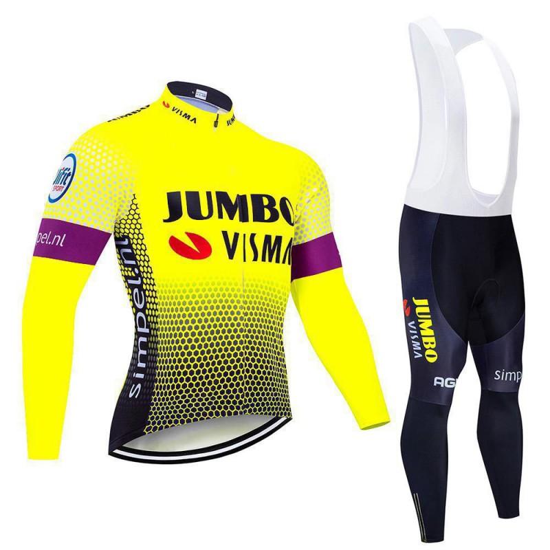 Mens Long Sleeve Cycling Jersey Set Breathable Quick Dry Performance Bike Wear Road
