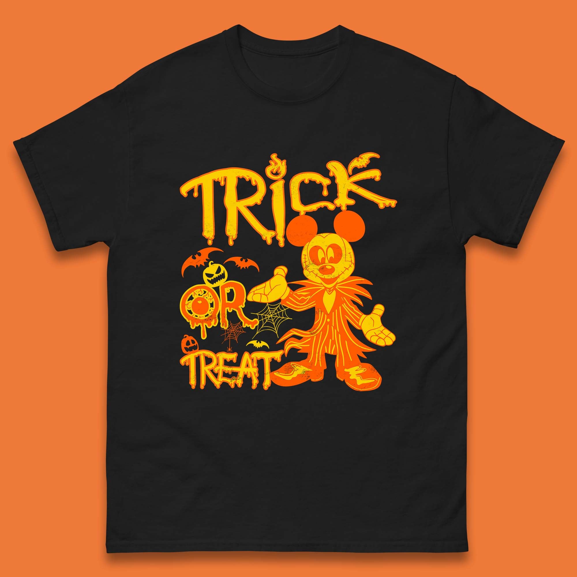 Trick Or Treat Halloween Mickey Jack Skellington Mens T Shirt Womens Tops Tees L