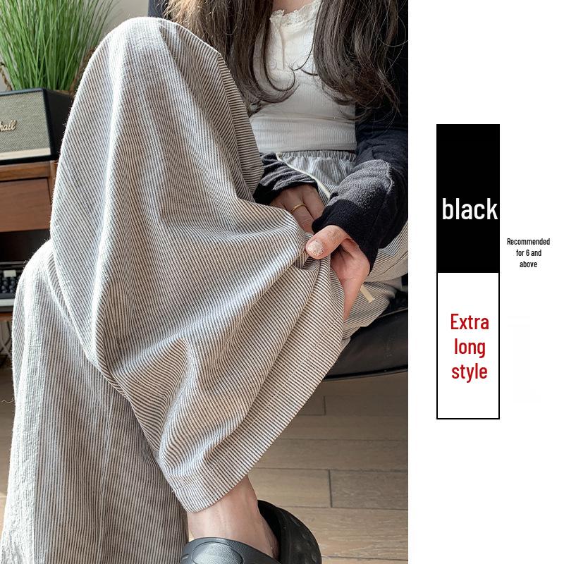 

Women s High-Waist Striped Wide-Leg Pants - Spring/Summer Casual, Floor-Length, Slimming, Straight-Leg Design S