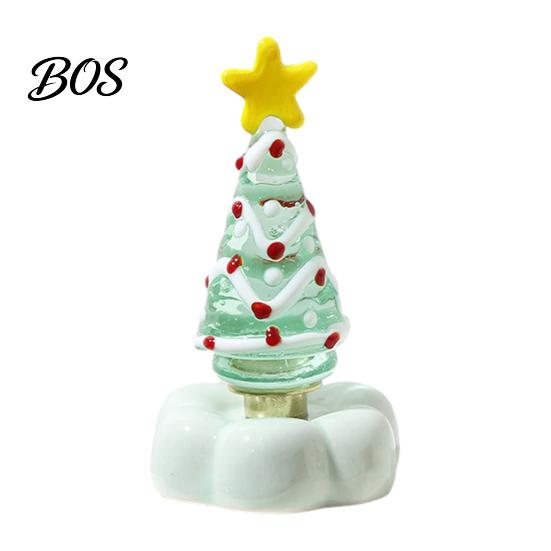 Crystal Tree with Star Topper Handmade Glass Christmas Ornament Top And Colorful Bead Details, Decorative Tabletop Trees Desktop Rotating Figurine for