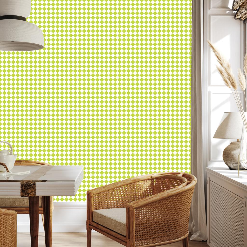 Geometric Rhombus Wallpaper Lime and Cream for Living Room and Bedroom 50x1000
