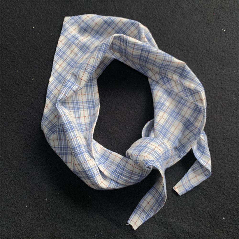 

Blue & White Plaid Silk Scarf: Unisex Fashion Accessory - Thin, Triangle Handkerchief, Scarf Tie, Hat. Perfect for Summer.