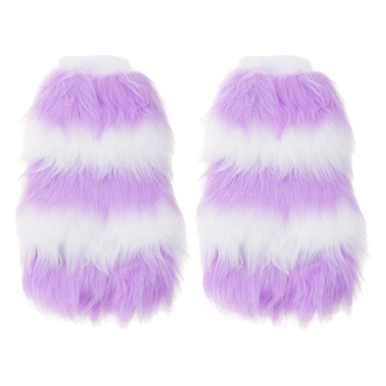 Furry Plush Christmas Leg Gaiters Striped Leg Sleeves for Adult Festival Gathering Night Club Stage Show Leg Warmers